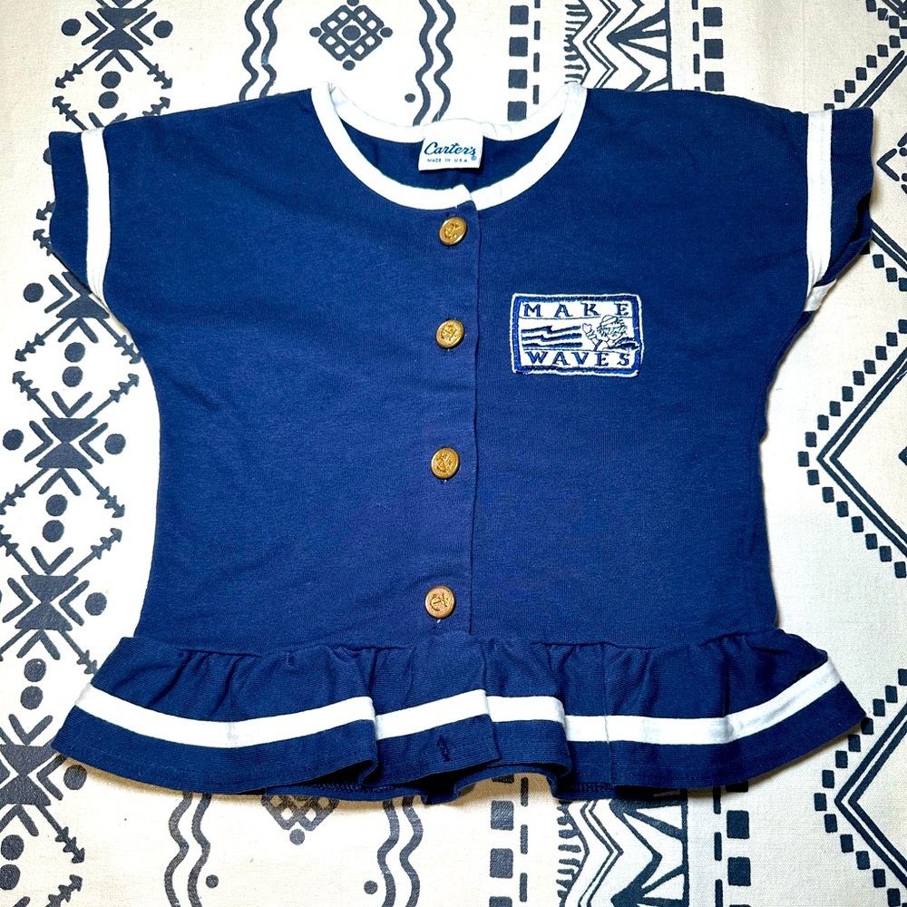 Vintage Carters‎ Make Waves Top made in the USA 6 months.